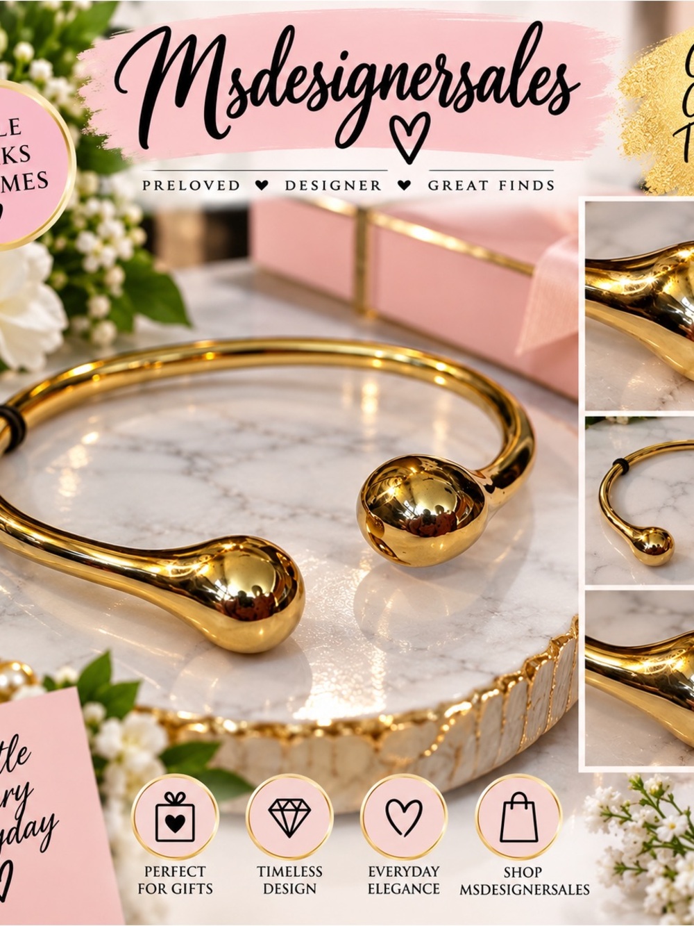 Gold Accent Open Cuff Bracelet